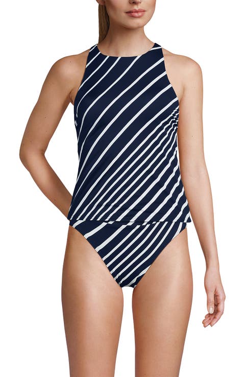 Lands' End Tugless High Neck Strappy Back Tankini Swimsuit Top
