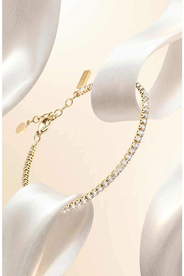 White Sapphire Tennis Bracelet, Alternate, color, GOLD