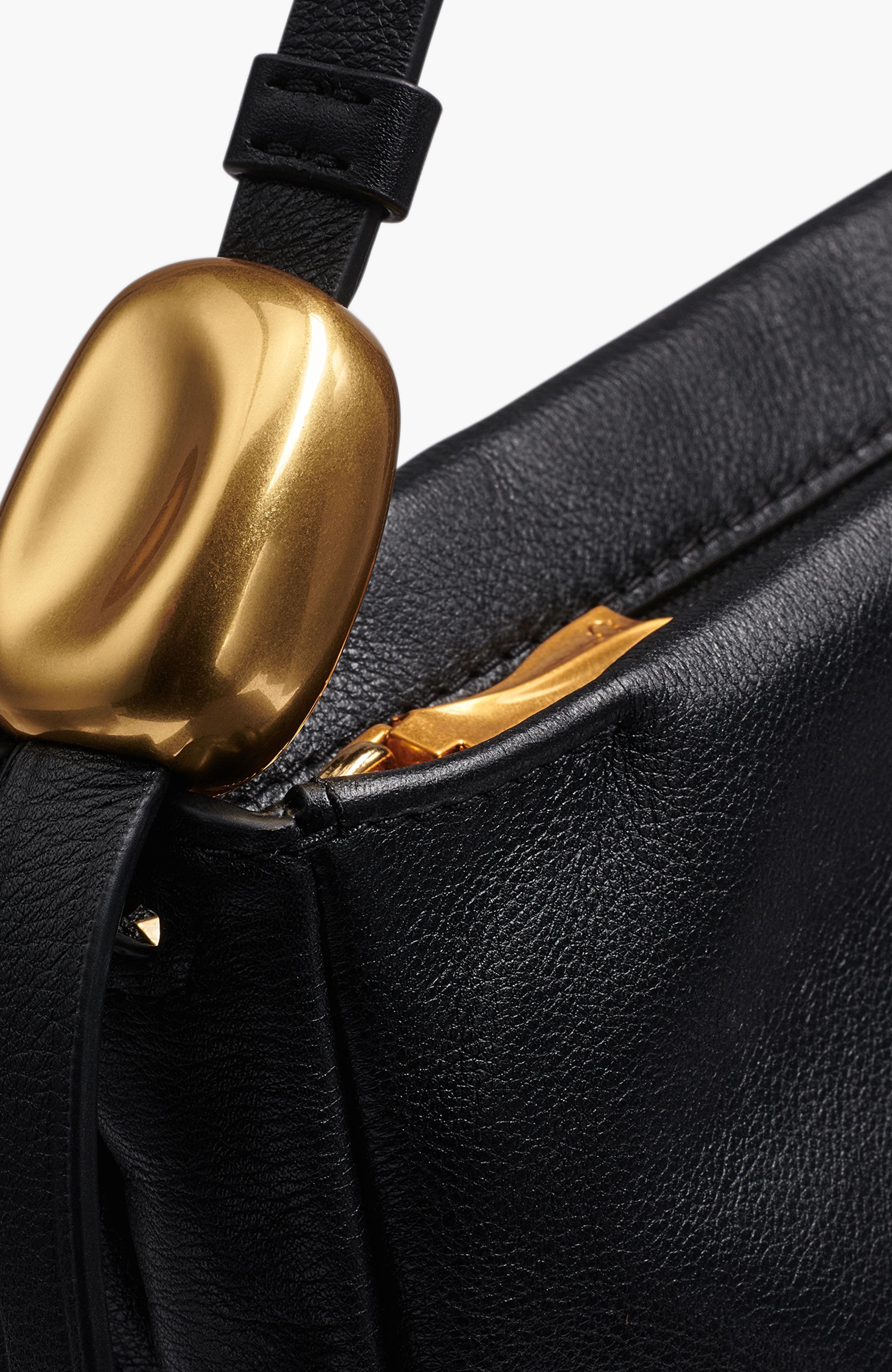 Velvet Large Shoulder Bag, Alternate, color, Black/Gold
