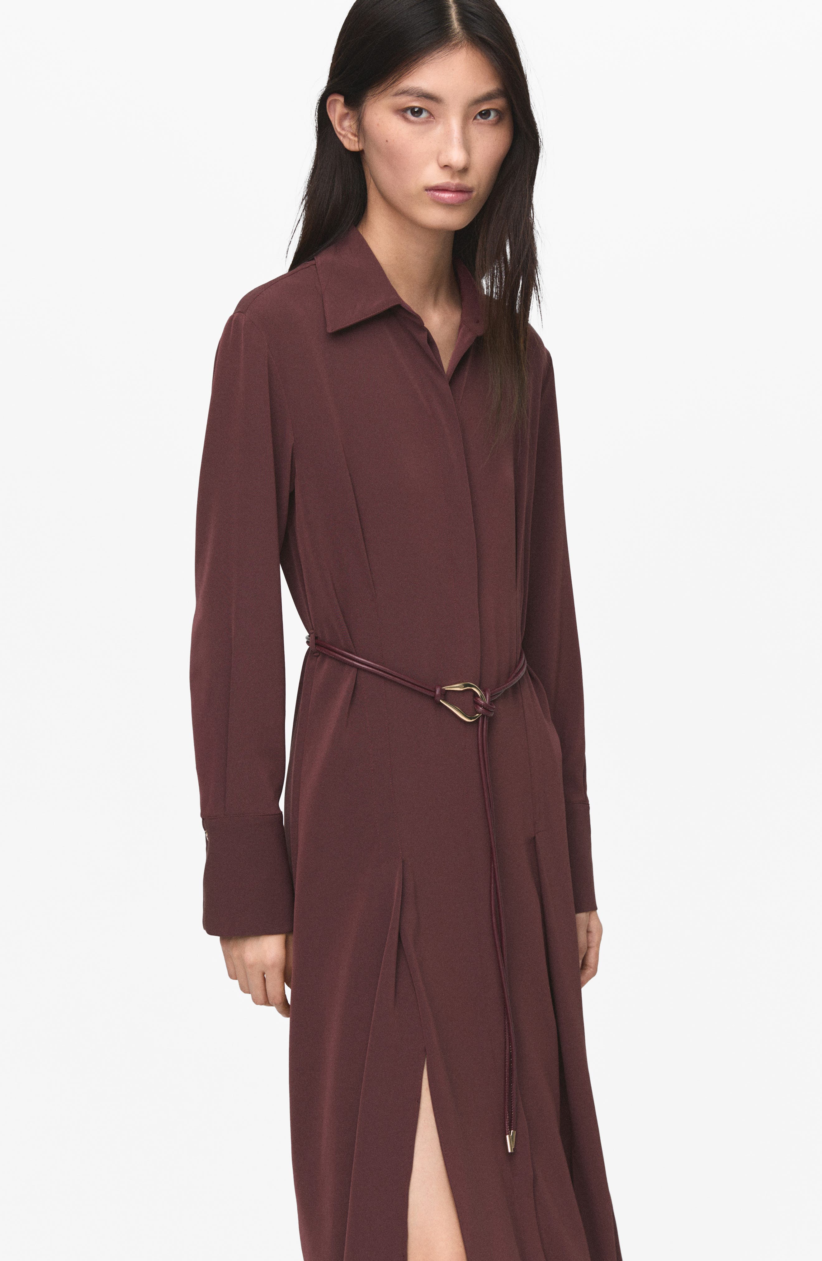Long Sleeve Belted Shirtdress - image 2
