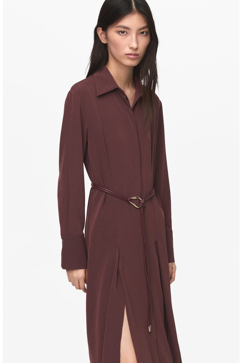 Long Sleeve Belted Shirtdress, Alternate, color, BURGUNDY
