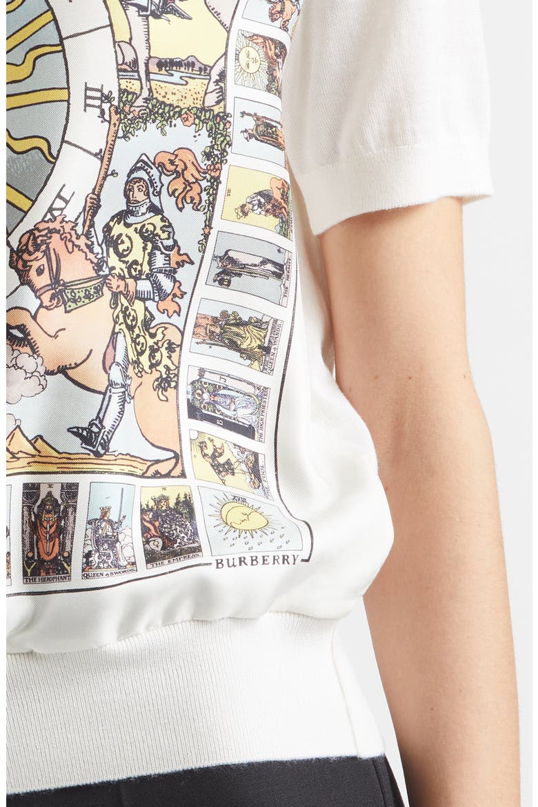 Sandrina Tarot Mixed Media Short Sleeve Sweater, Alternate, color, SEASIDE BLUE PATTERN
