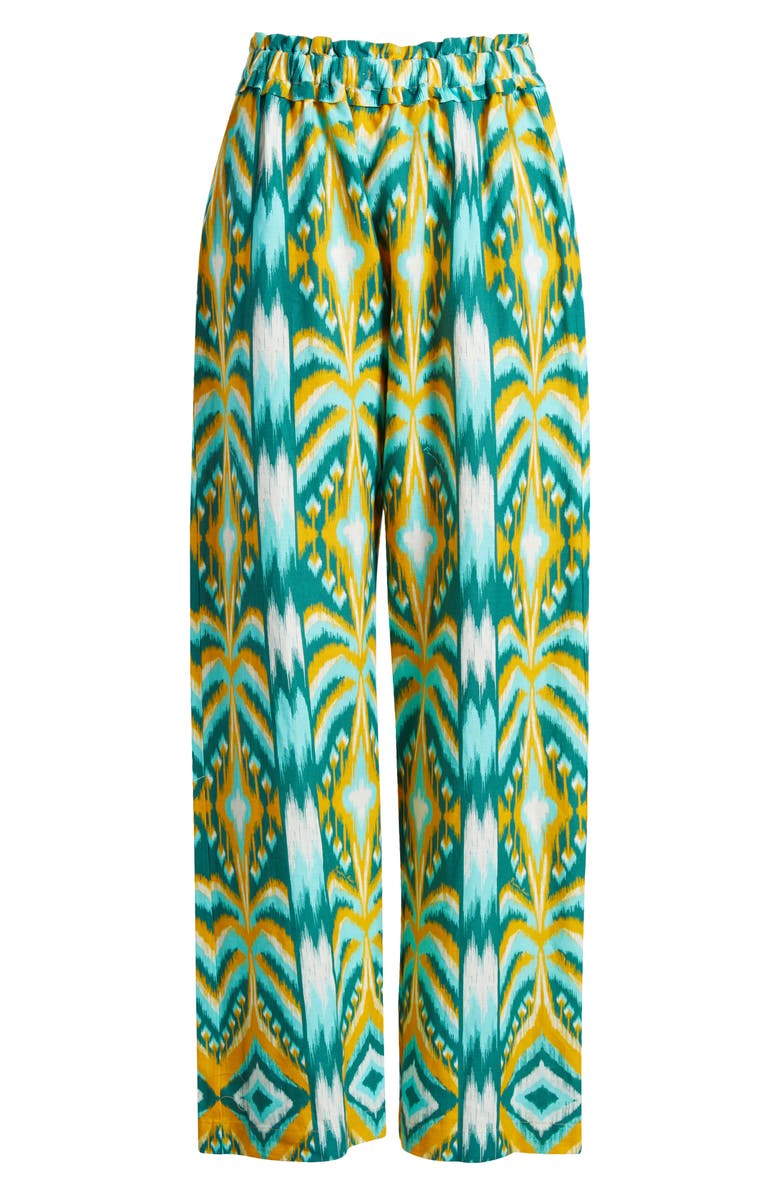 FARM Rio Tropical Tapestry Wide Leg Linen Blend Pants, Alternate, color, Off-White