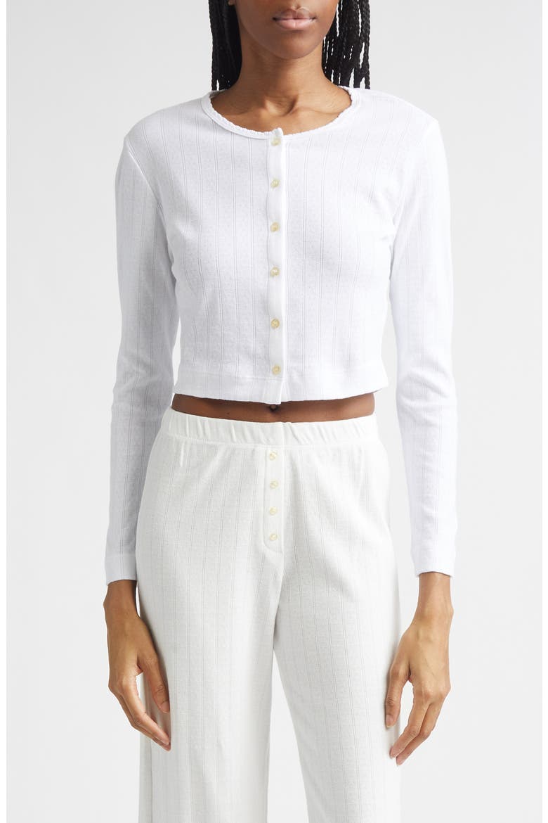 Cotton Pointelle Crop Cardigan, Main, color, WHITE