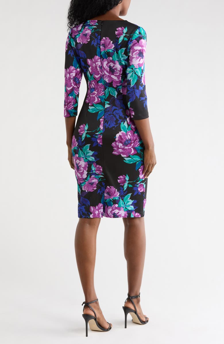 Julia Jordan Asymmetric Midi Dress, Alternate, color, Black Multi