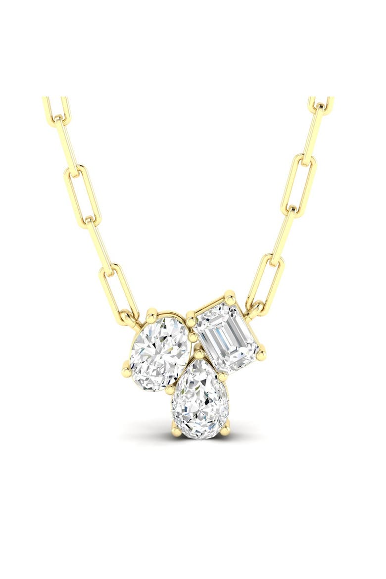 Multi Shape Cluster Lab Diamond Necklace in 14K, Main, color, Yellow Gold
