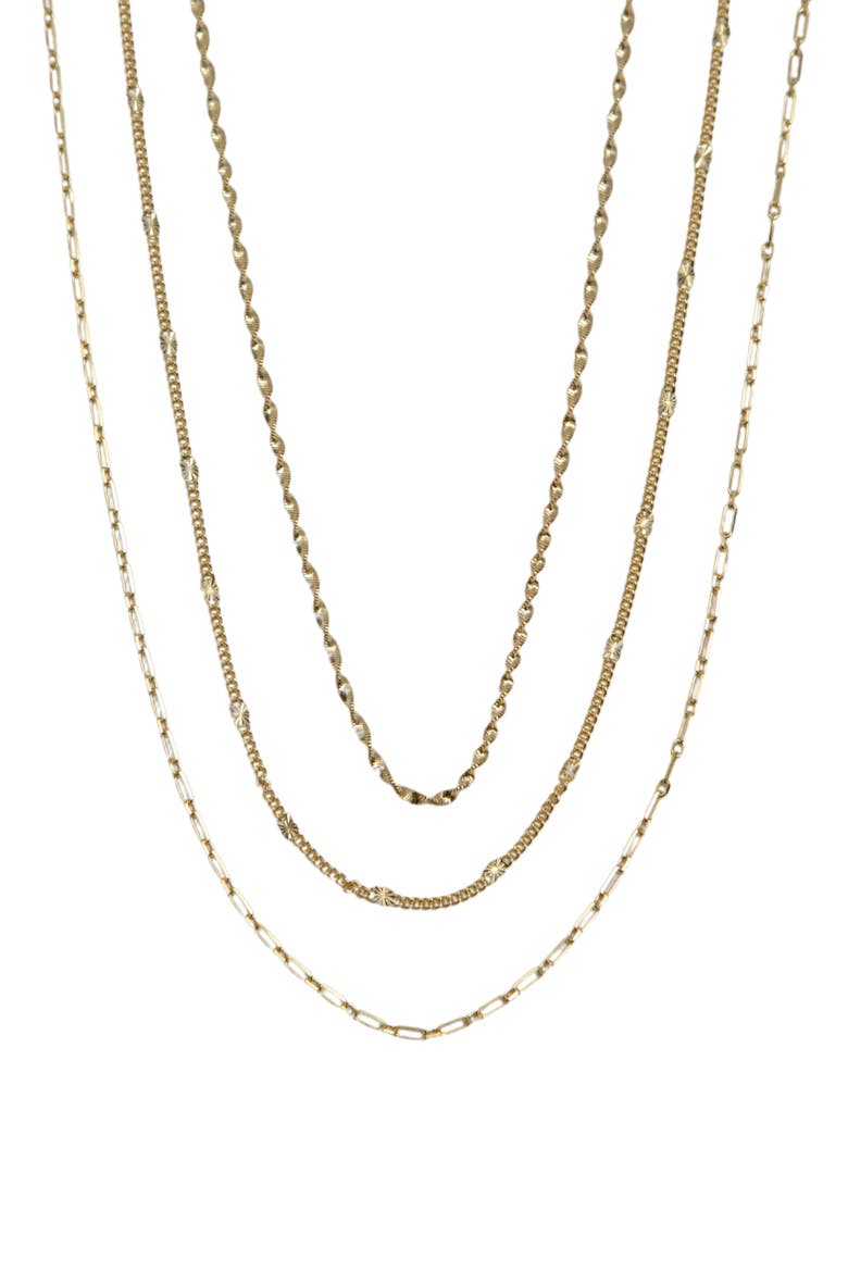 Multistrand 18K Gold Plate Sterling Silver Layered Necklace, Main, color, GOLD