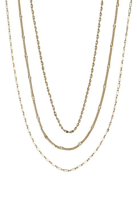 Multistrand 18K Gold Plate Sterling Silver Layered Necklace