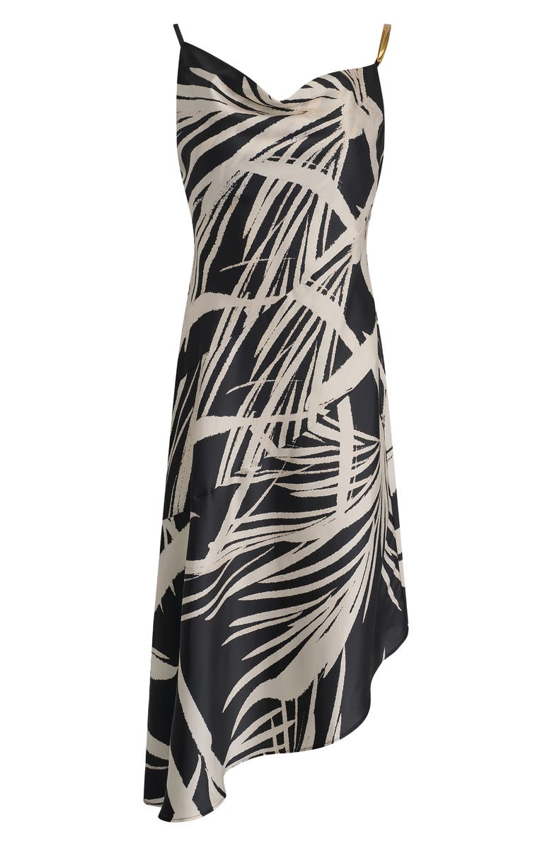 Donna Karan New York Print Cowl Neck Asymmetric Midi Dress, Alternate, color, 