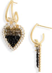 EYE CANDY LOS ANGELES Jacqueline Black Heart Drop Huggie Hoop Earrings