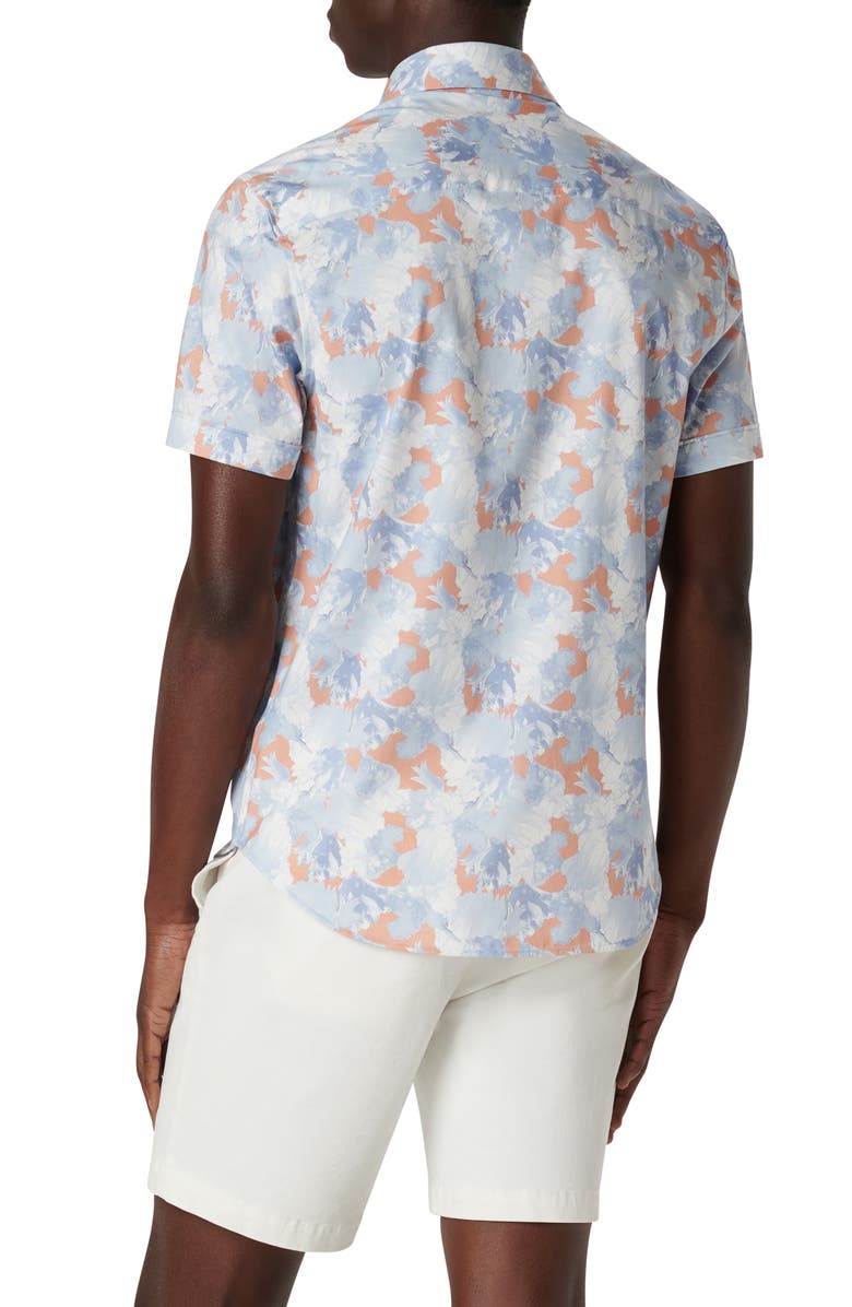Bugatchi Miles OoohCotton<sup>®</sup> Short Sleeve Button-Up Shirt, Alternate, color, 