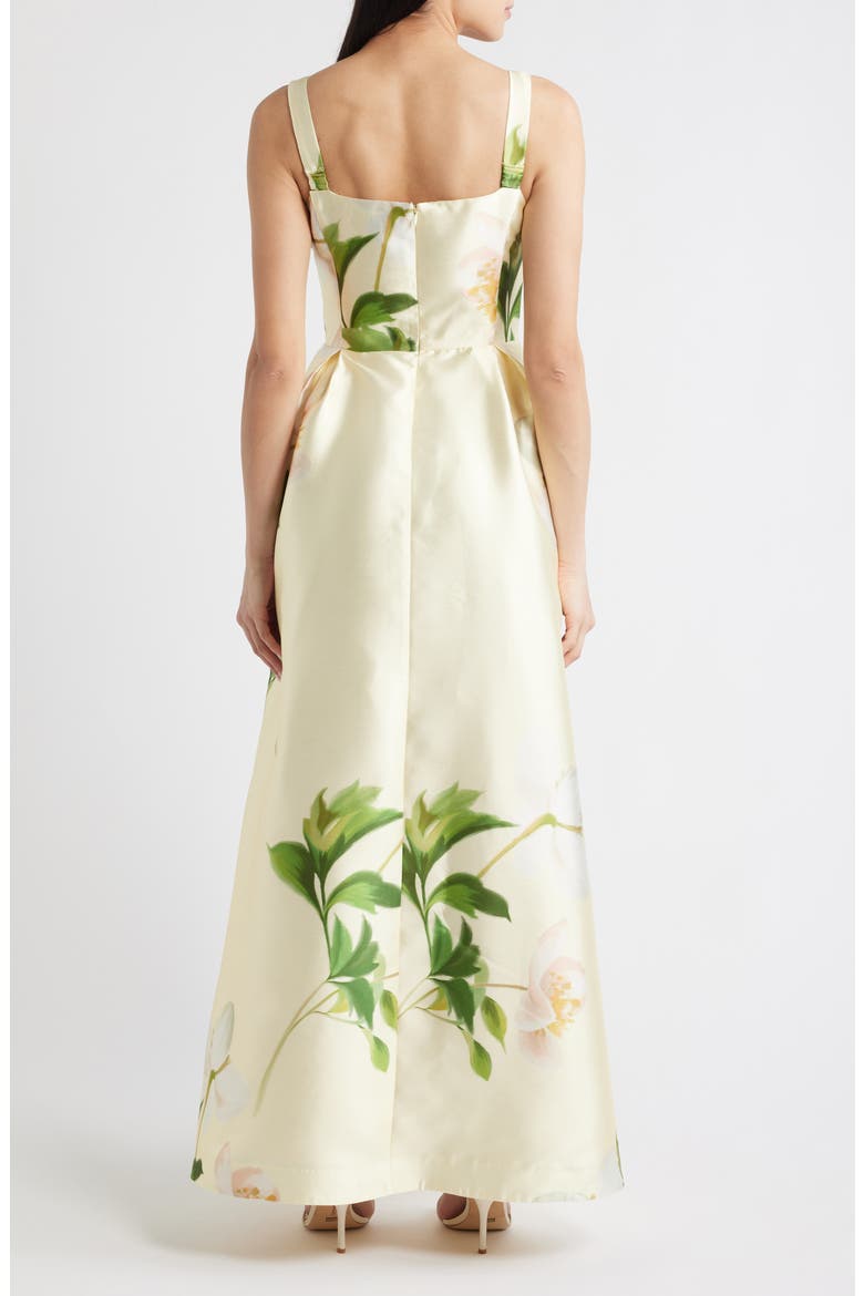 Floral Mikado Fit & Flare Gown, Alternate, color, YELLOW MULTI
