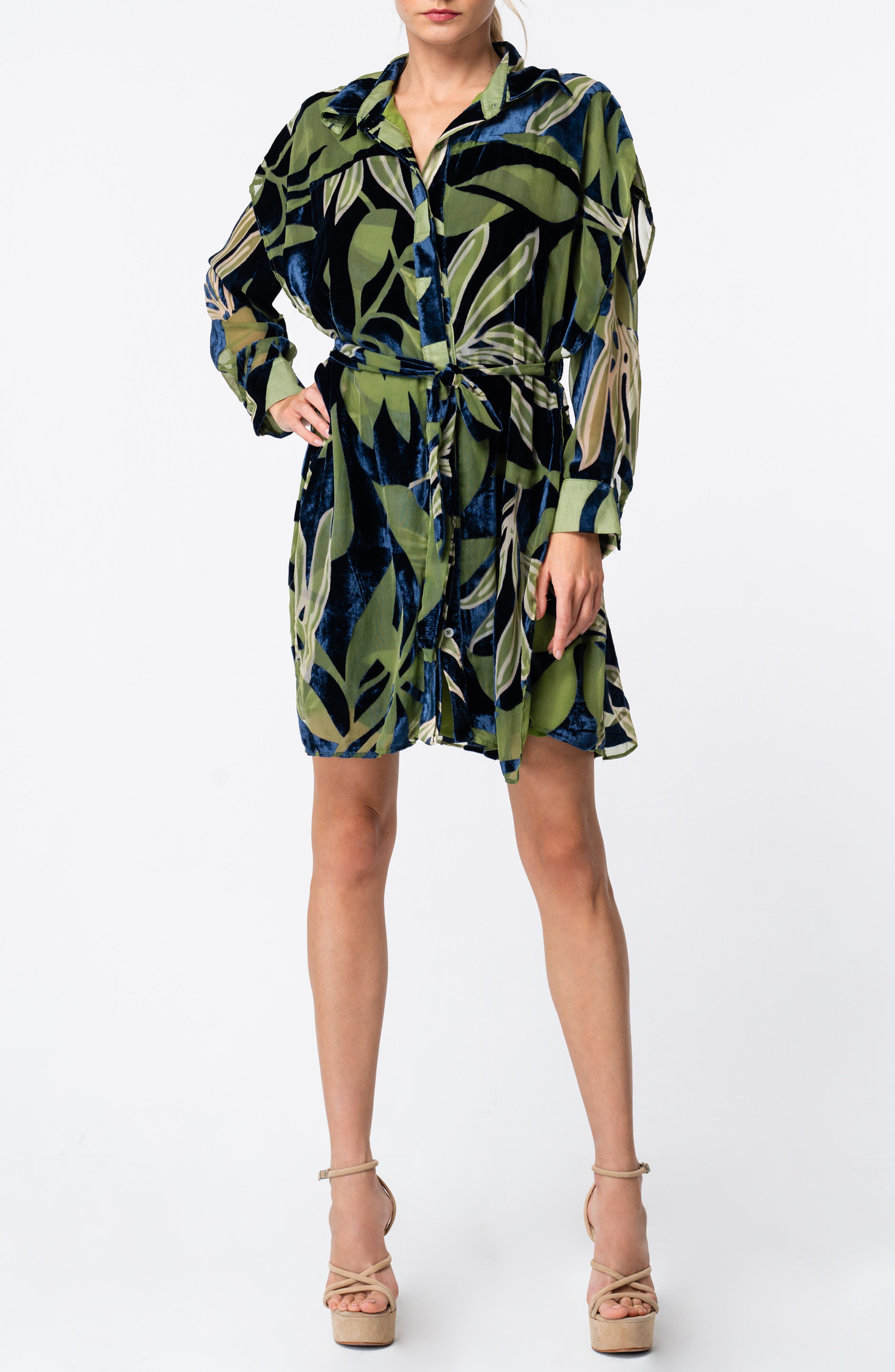 Baylor Velvet Burnout Shirtdress
