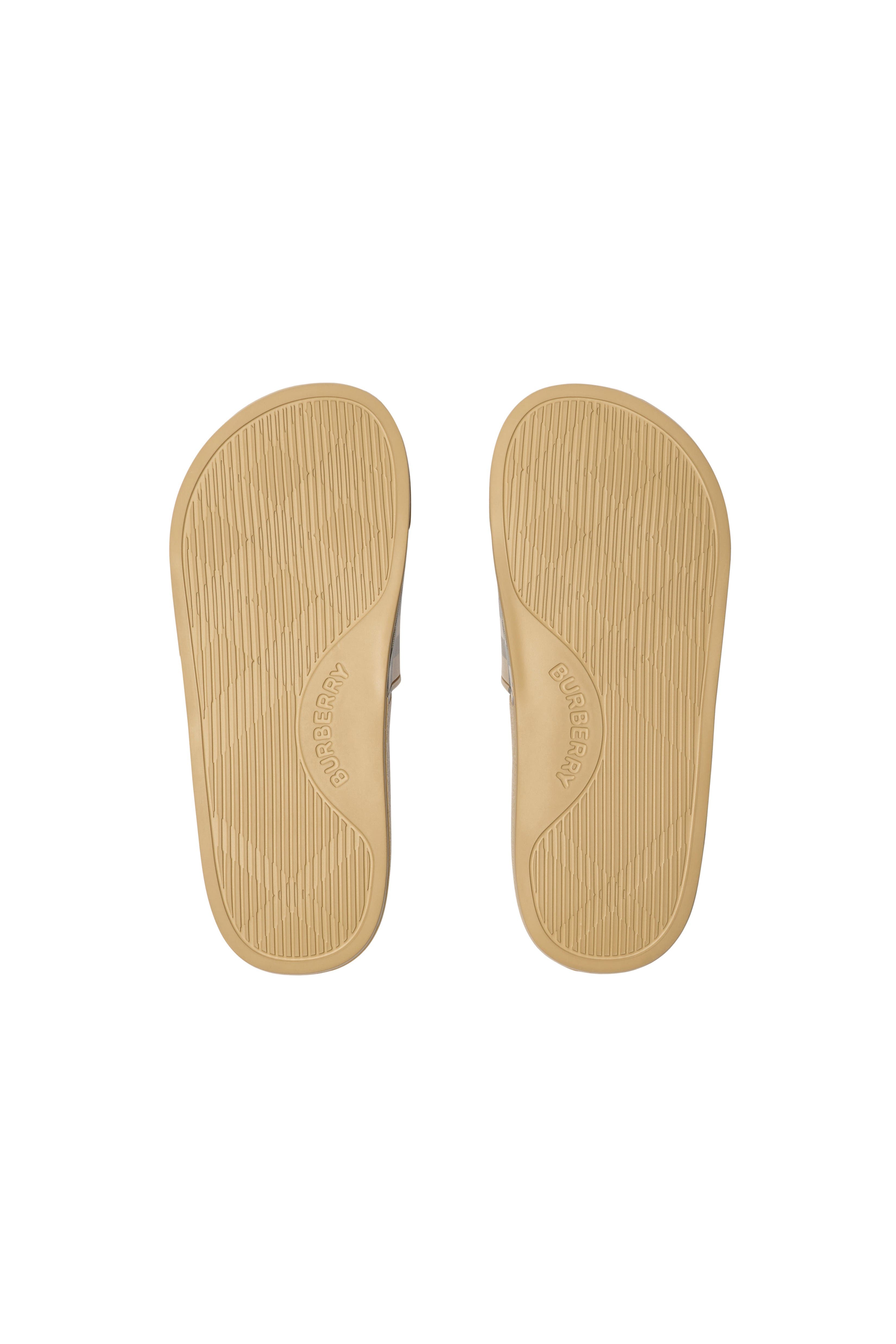 Burberry Check Slides, Alternate, color, Sand Beige