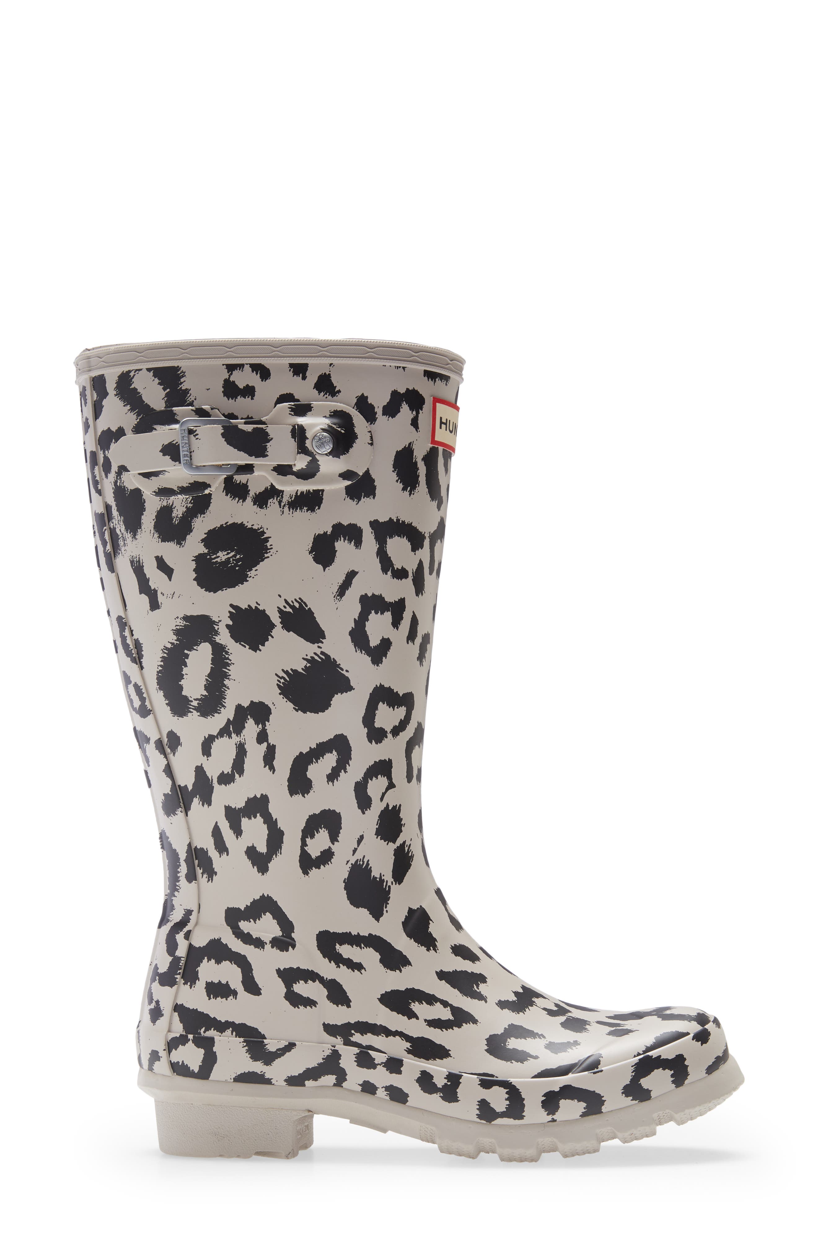 Hunter Kids' Original Tall Leopard Print Waterproof Rain Boot, Alternate, color, 