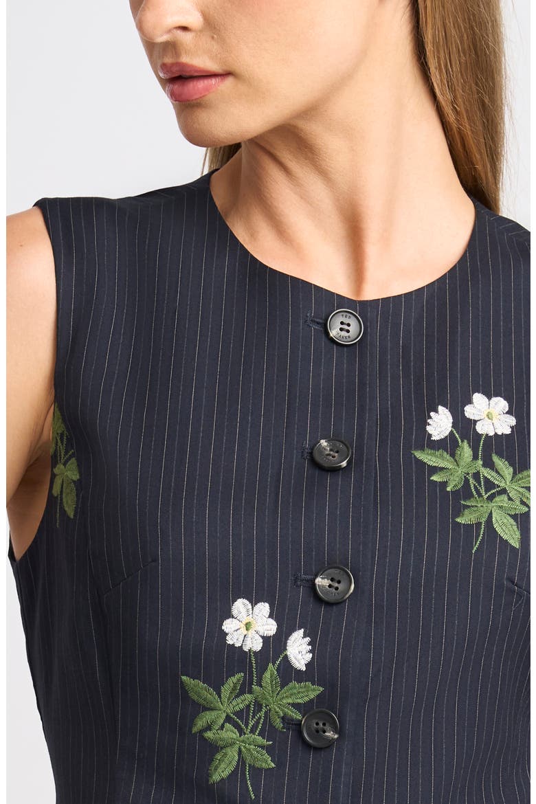 Jace Embroidered Pinstripe Dress, Alternate, color, INDIGO NIGHT
