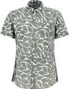 Barbour Spillroad Leaf Print Short Sleeve Cotton Button-Down Shirt
