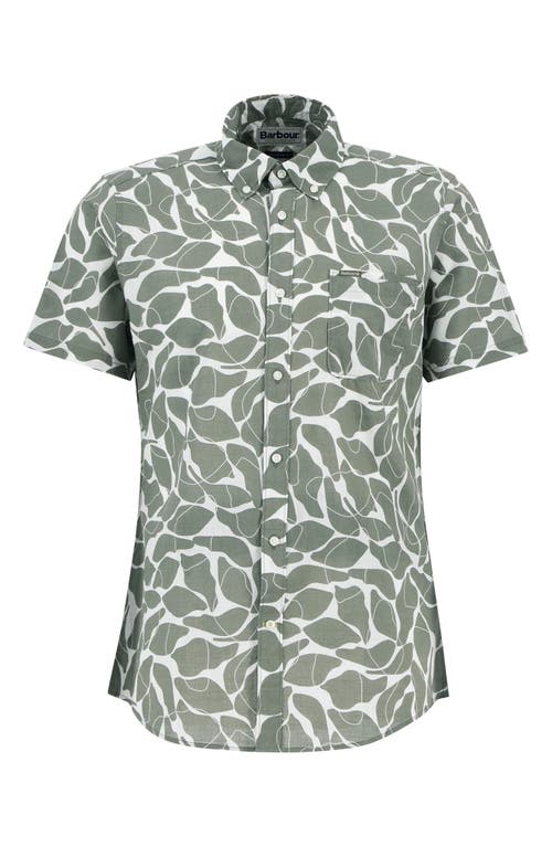 Barbour Spillroad Leaf Print Short Sleeve Cotton Button-down Shirt