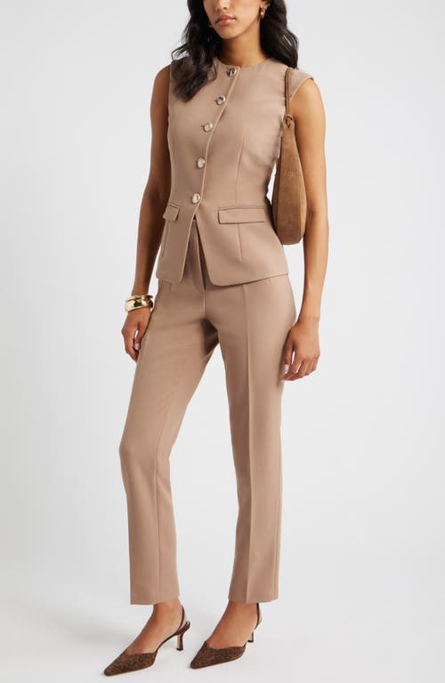 Open Edit Icon High Waist Ankle Cigarette Pants In Neutral