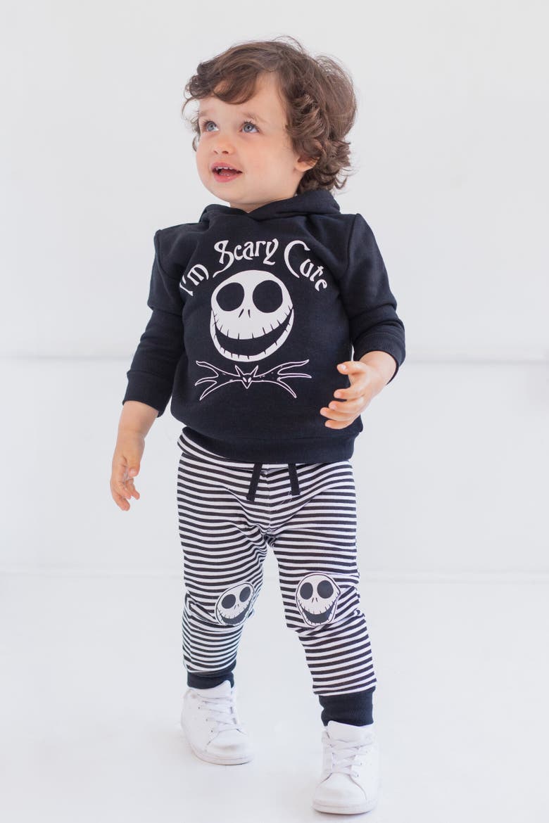 Jack Skellington Nightmare Before Christmas Fleece Hoodie & Pants Set, Alternate, color, Black