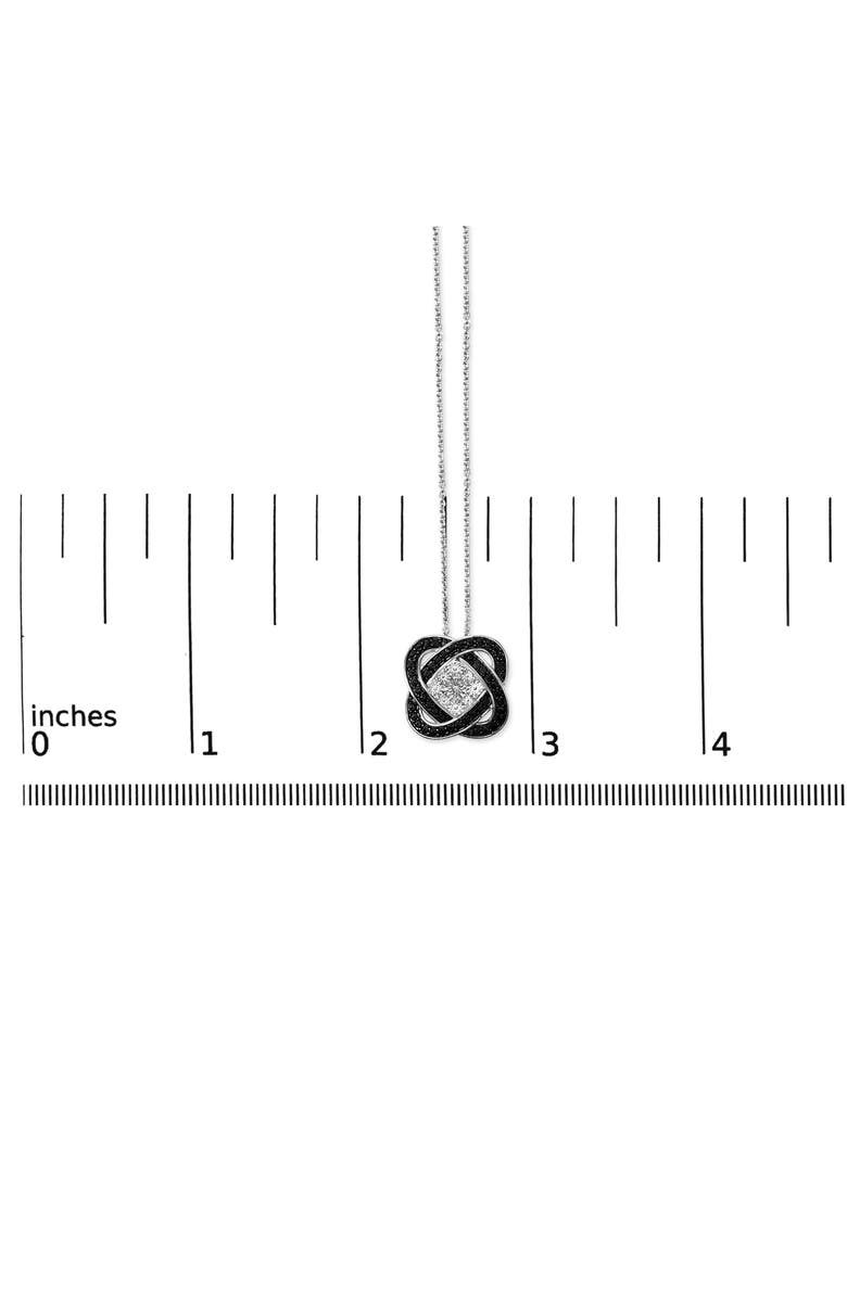 Haus of Brilliance Black Rhodium Plated Sterling Silver Diamond Accent Geometric Knot Pendant Necklace, Alternate, color, Silver