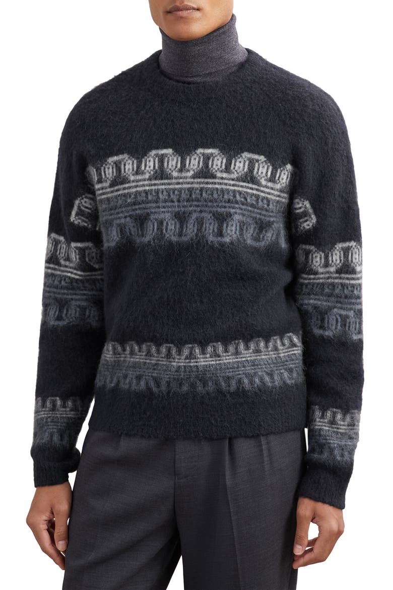 Lennox Pattern Wool & Alpaca Blend Sweater, Main, color, NAVY