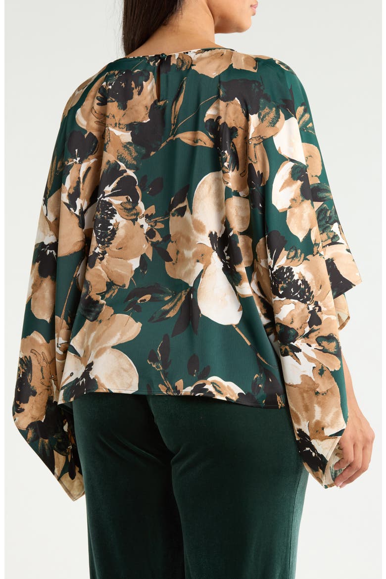Floral Dolman Sleeve Cape Top, Alternate, color, PINE FOREST MULTI