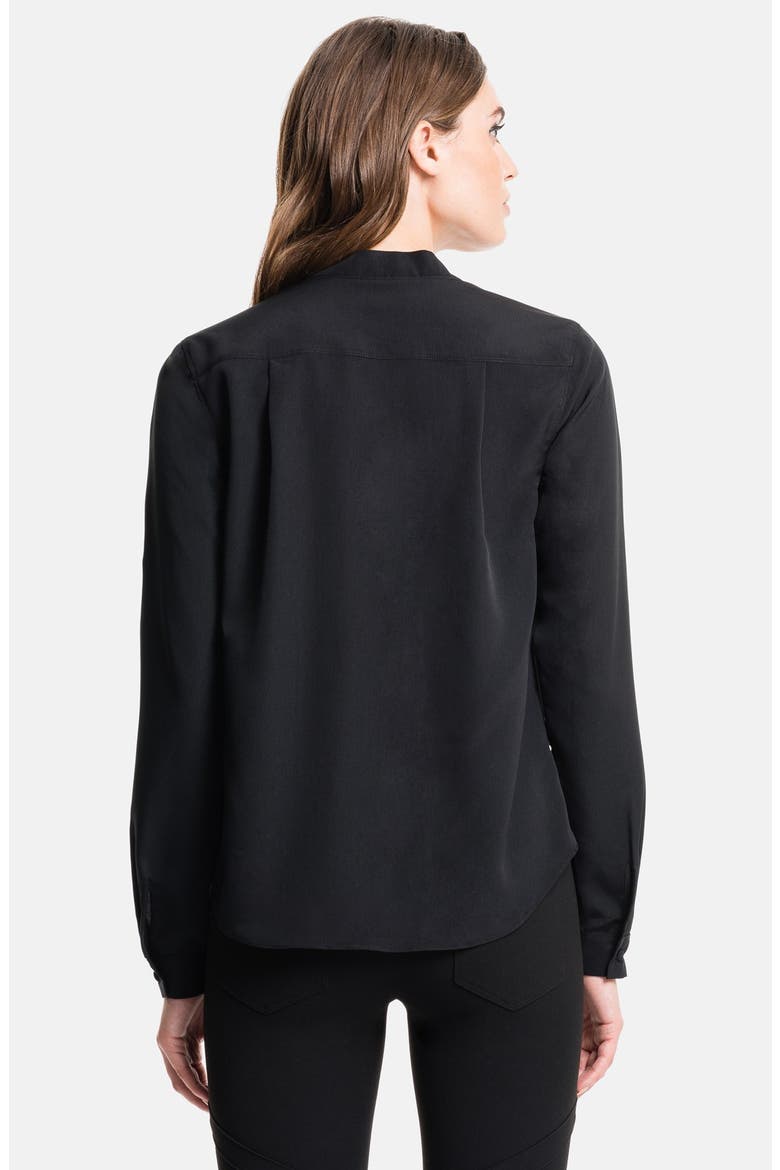 Notch Collar V-Neck Blouse, Alternate, color, RICH BLACK