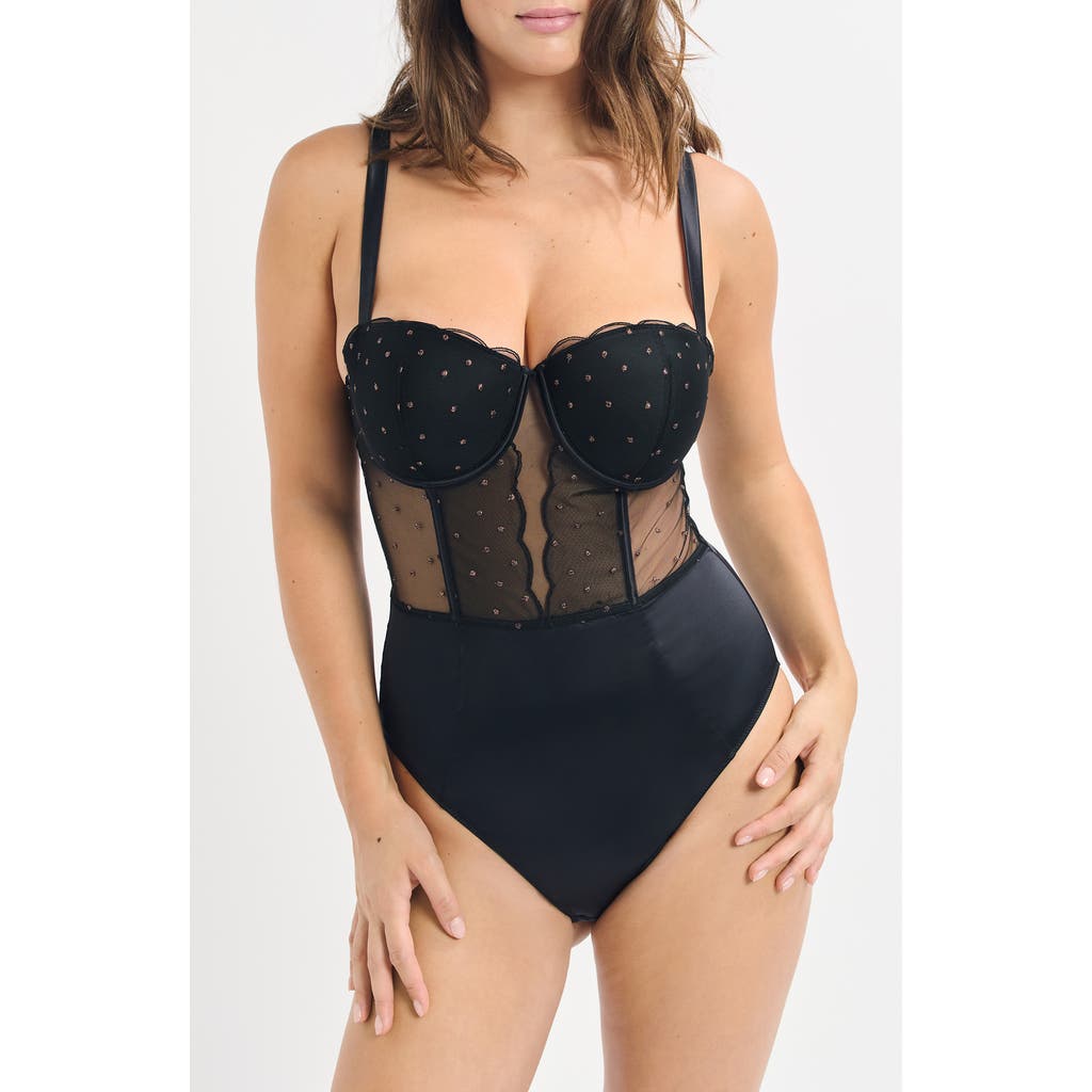 Etam Divine Embellished Underwire Bodysuit In Black