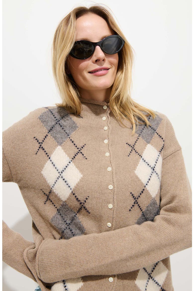 Taylor Argyle Wool Blend Cardigan, Alternate, color, OATMEAL