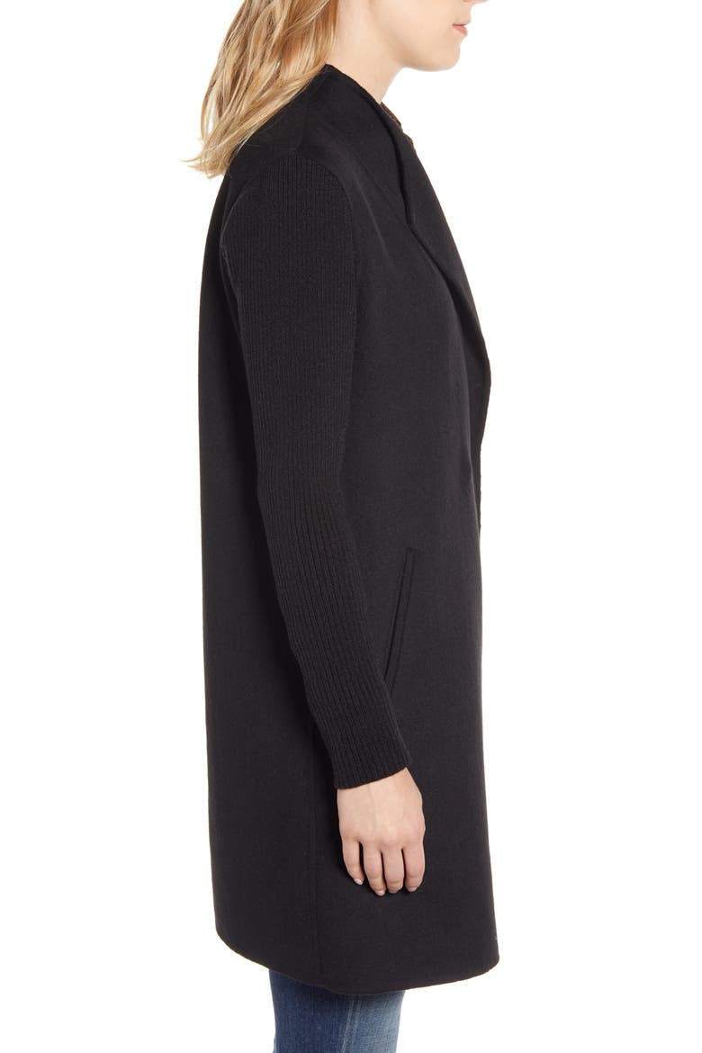Knit Sleeve Wool Blend Coat, Alternate, color, OLD BLACK