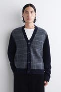 COS Checked Wool V-Neck Cardigan
