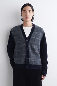 COS Checked Wool V-Neck Cardigan