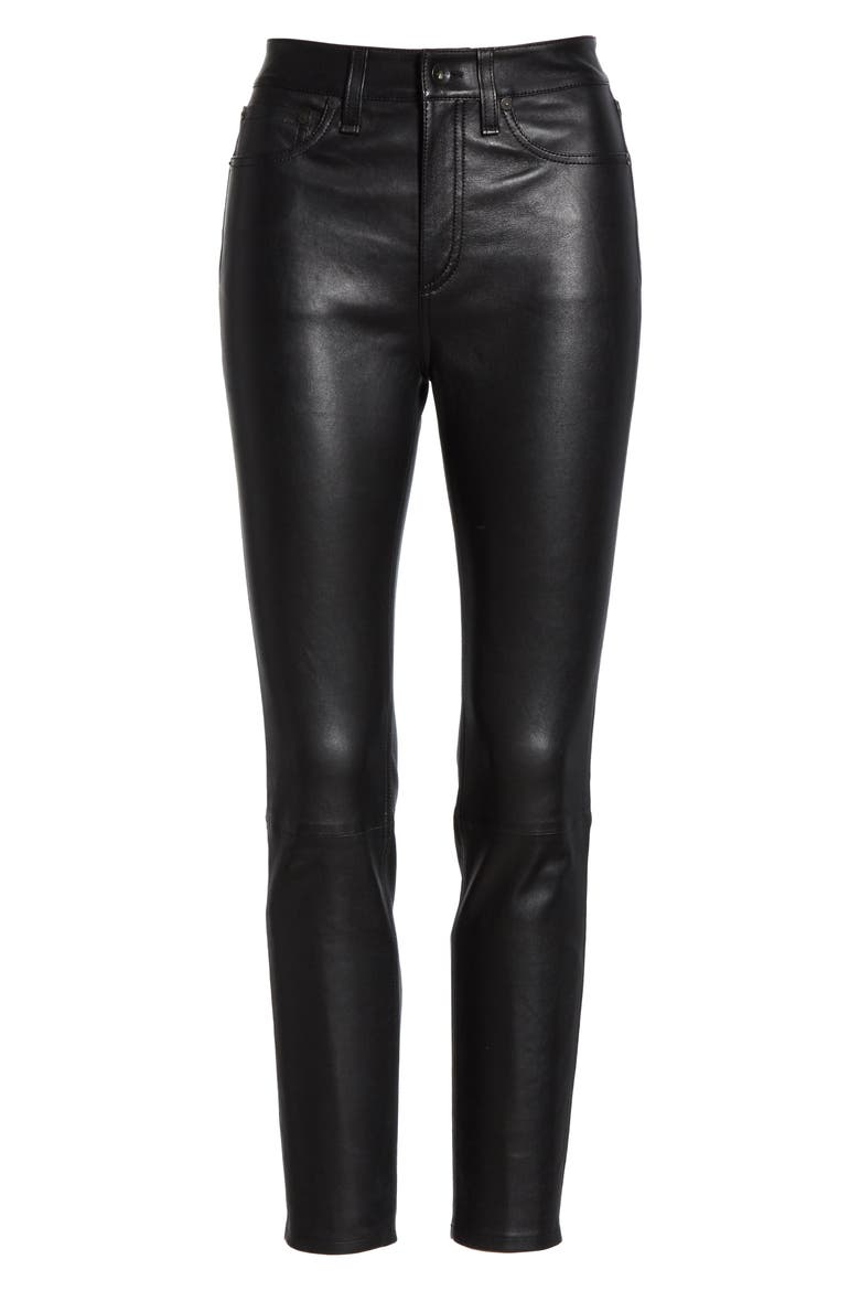 Nina High Waist Skinny Leather Pants, Alternate, color, BLK