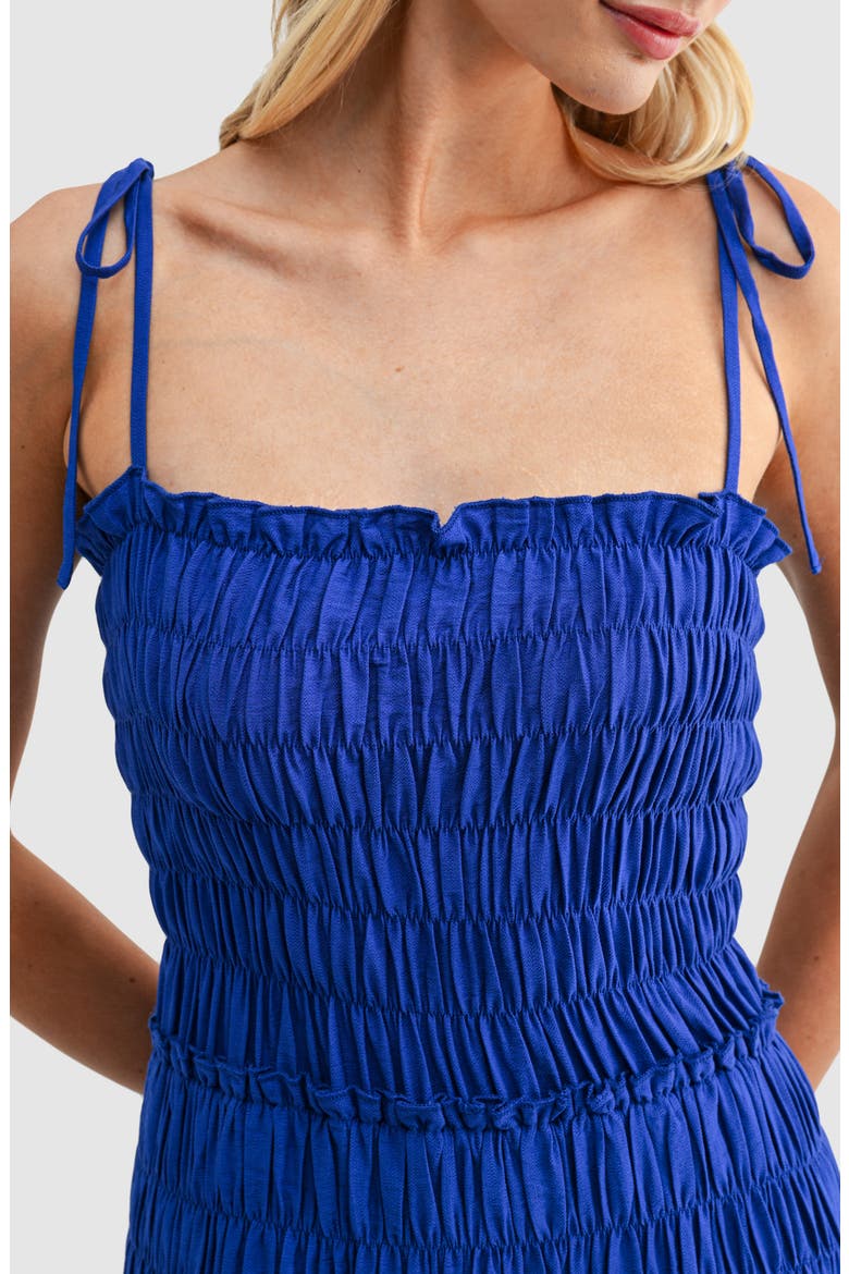 Smocked Bodice Jersey Midi Dress, Alternate, color, COBALT