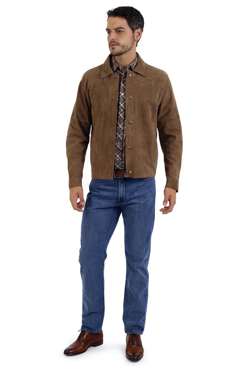 Suede Long Sleeve Shacket, Alternate, color, MIDDLE BROWN