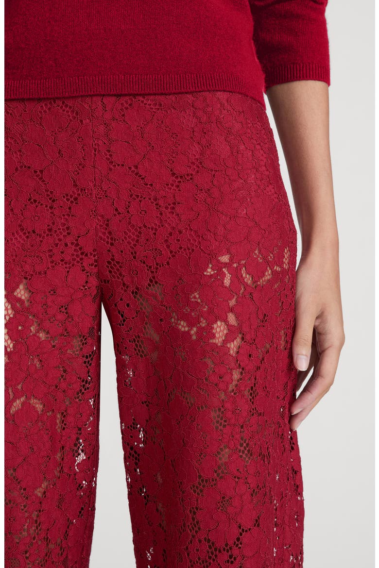 The Lace High Waist Wide Leg Pants, Alternate, color, DEEP RUBY