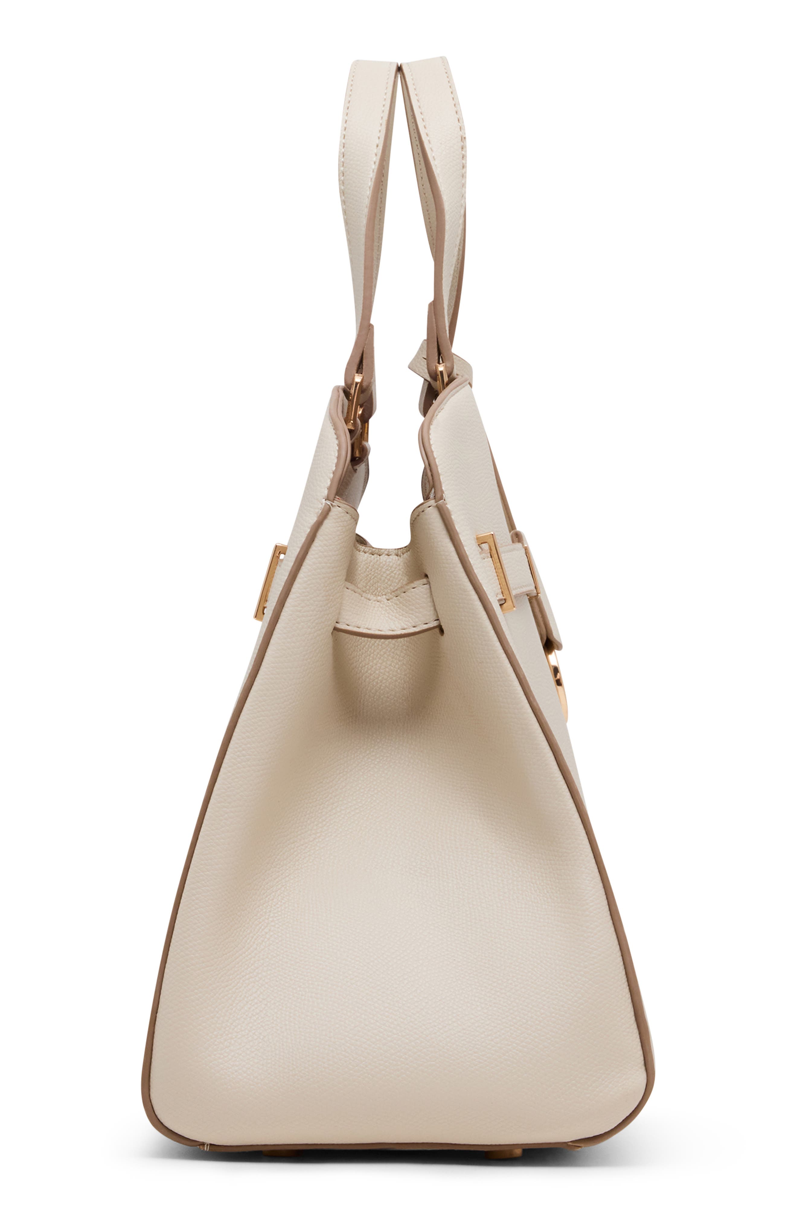 Anne Klein Large Belted Satchel, Alternate, color, Parchment