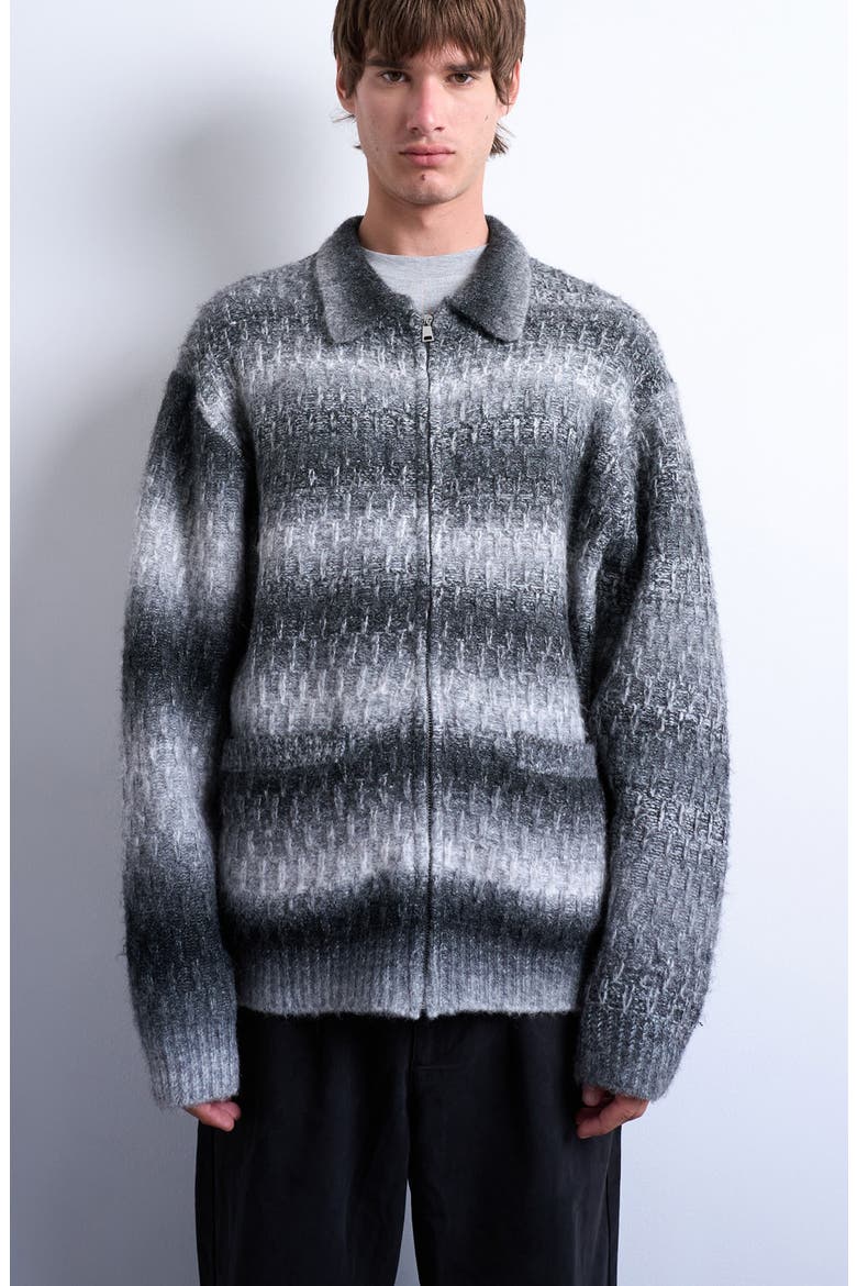 Zip Front Cardigan, Main, color, GREY