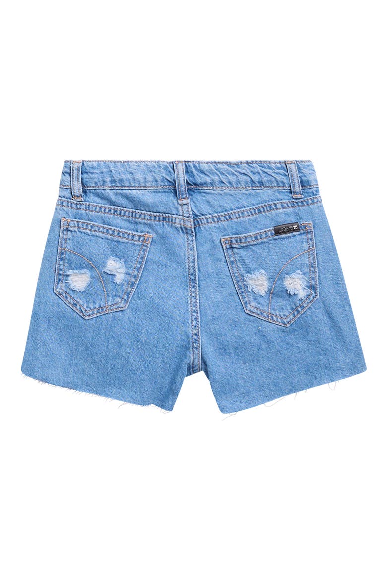 Kids' Imitation Pearl & Rhinestone Ripped Denim Skort, Alternate, color, LIGHT WASH
