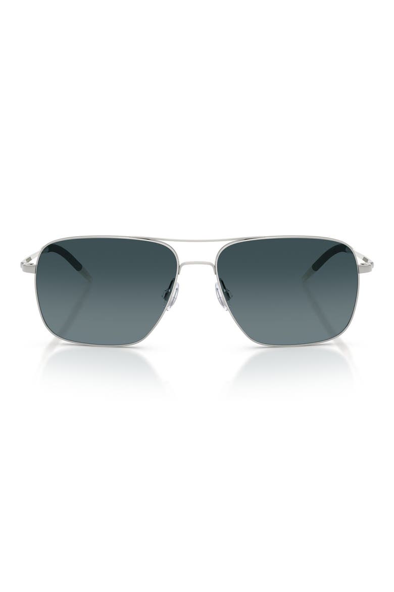 Clifton 58mm Polarized Gradient Rectangular Sunglasses, Main, color, SILVER / BLUE GRADIENT POLAR