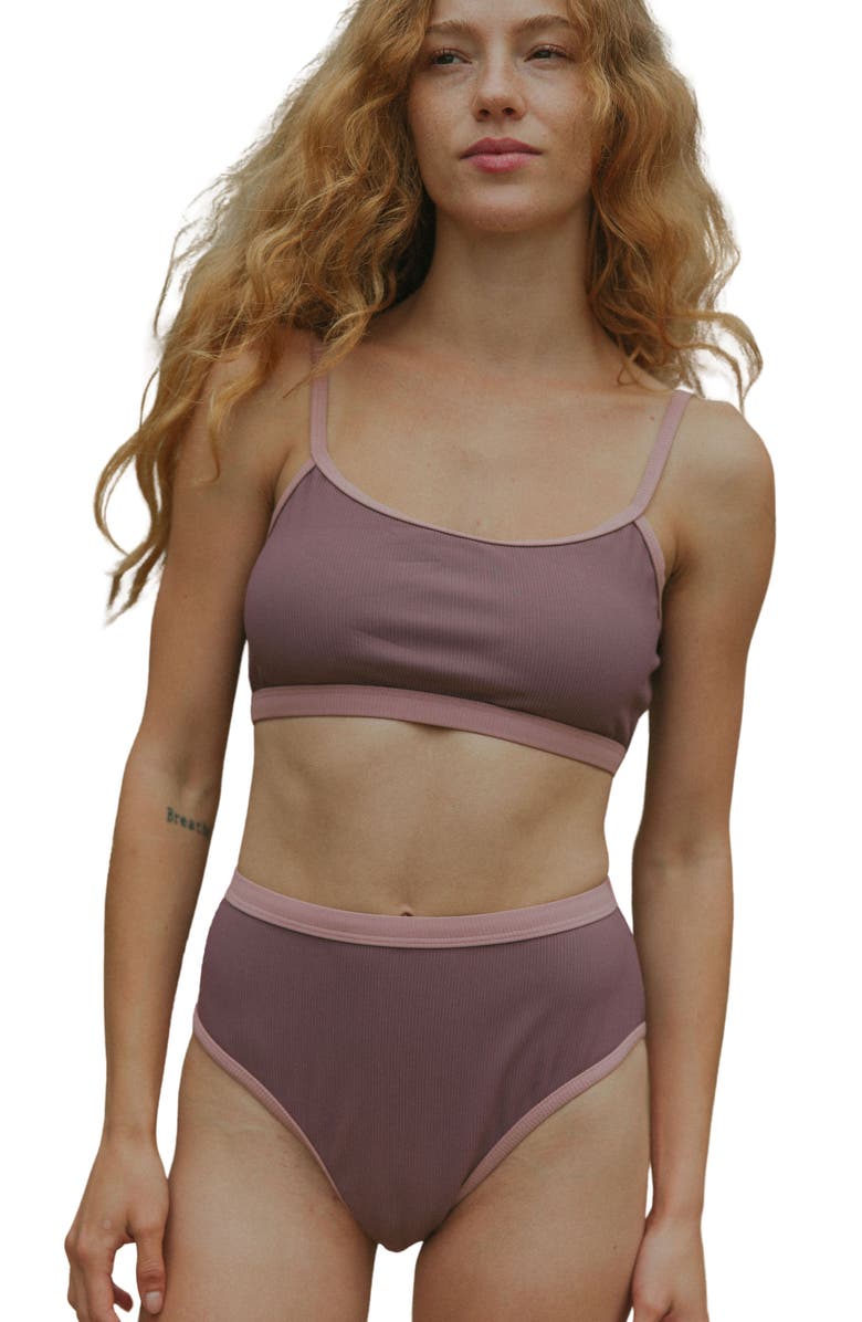 Geode Swimwear Breeze Bandeau Bikini Top, Main, color, Purple