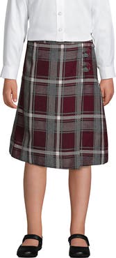 Lands' End School Uniform Girls Slim Plaid A-line Skirt Below the Knee
