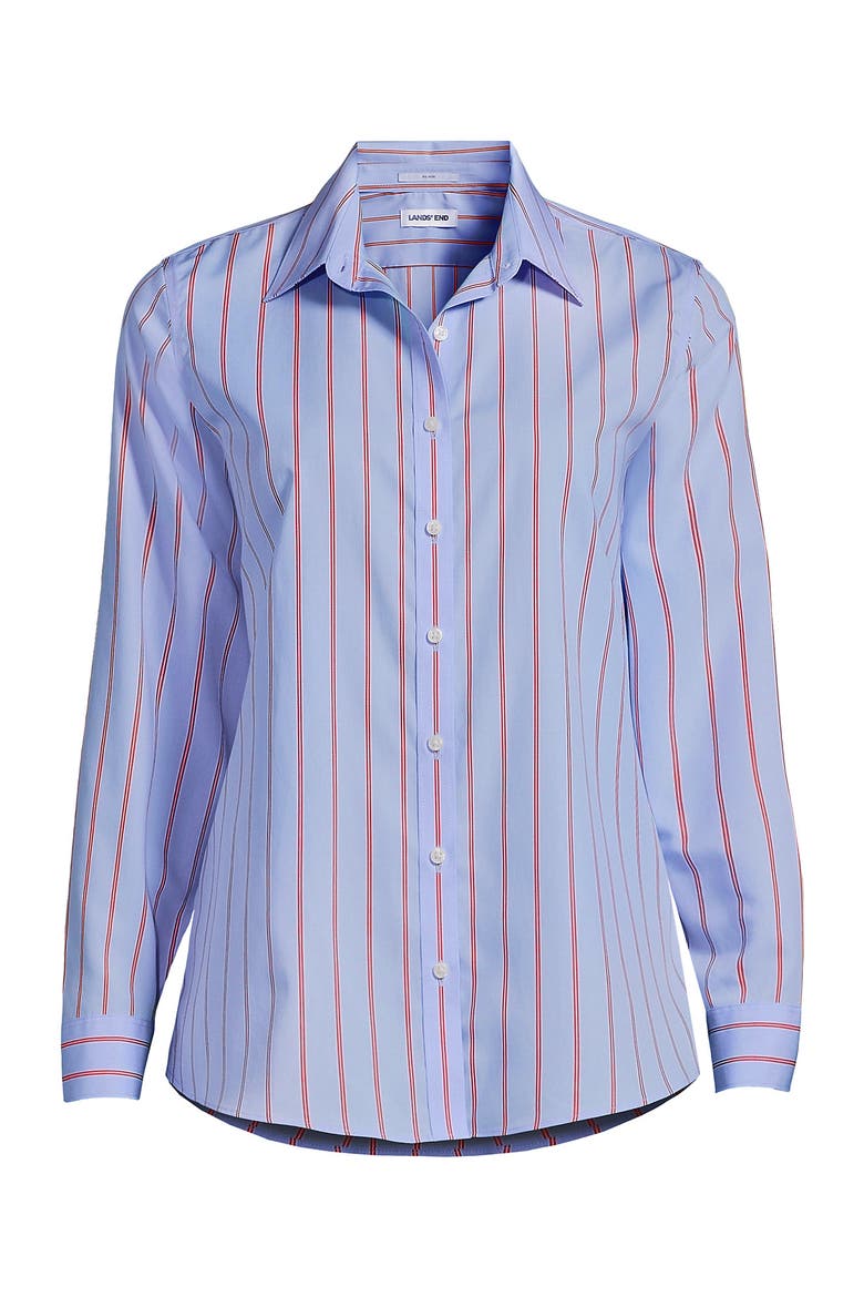 Plus Size No Iron Button Front Shirt, Alternate, color, Light Sea Blue Rail Stripe