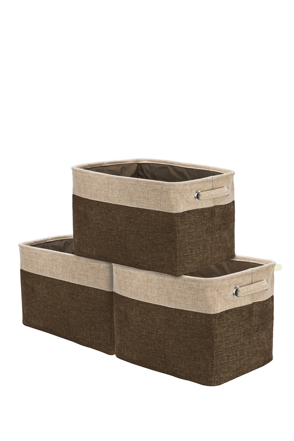 SORBUS Brown Twill Storage Basket - Set of 3