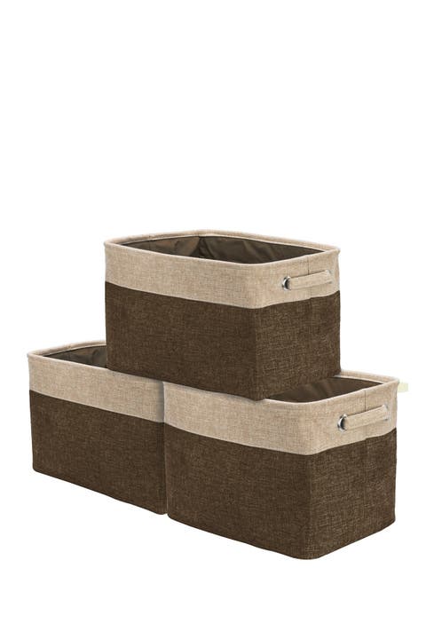 Brown Twill Storage Basket - Set of 3