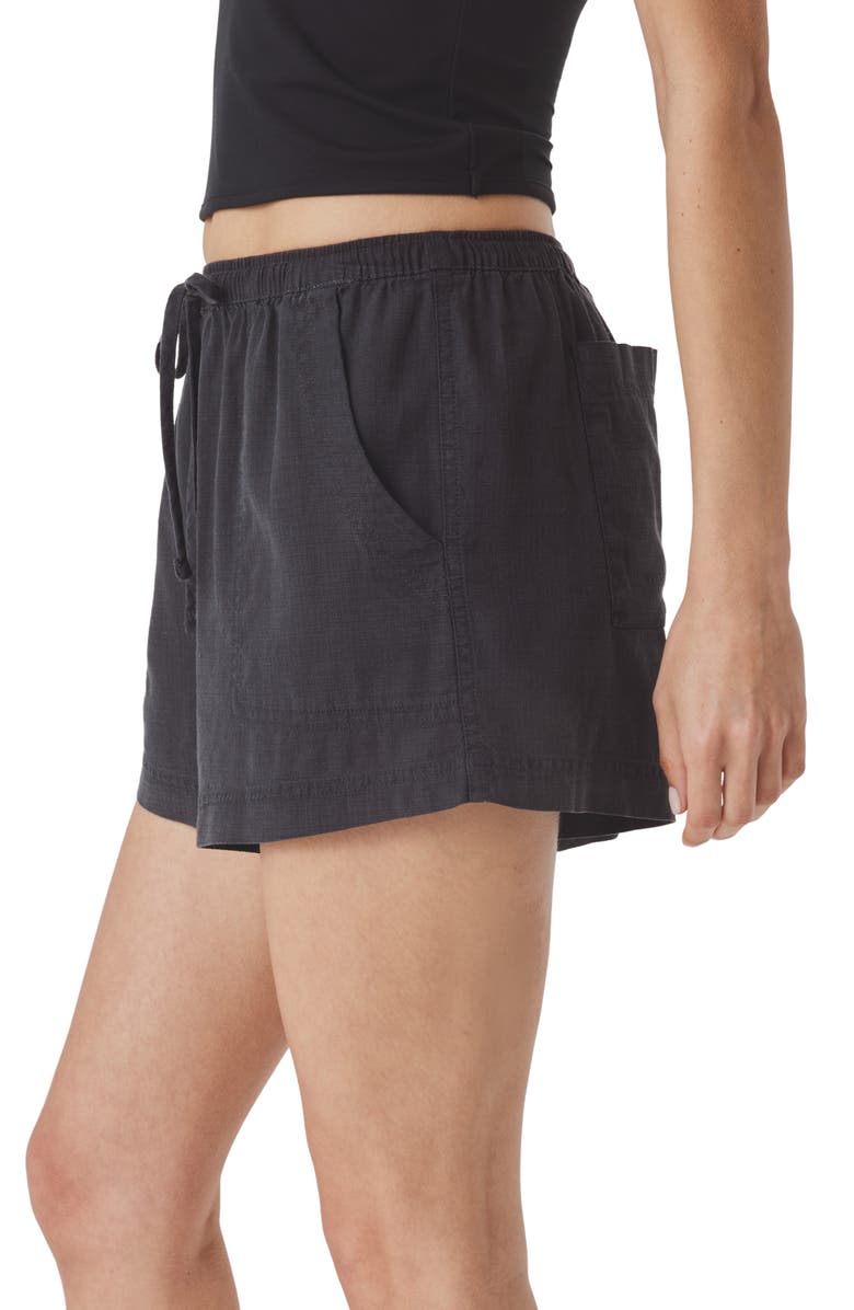Splendid Rosalie Tie Waist Shorts, Alternate, color, Lead Black