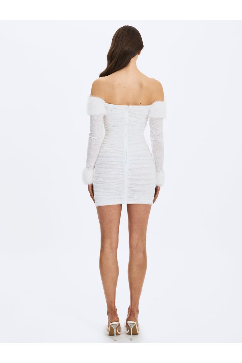 Lani Lace Off-Shoulder Ruched Mini Dress, Alternate, color, White