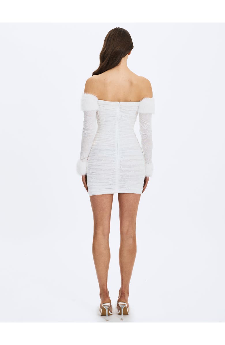 Miss Circle Lani Lace Off-Shoulder Ruched Mini Dress, Alternate, color, White