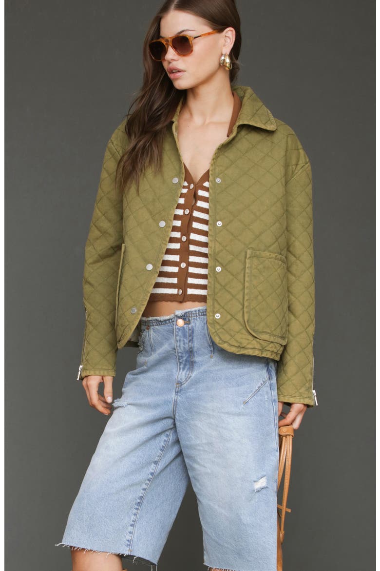 Diamond Quilted Cotton Jacket, Alternate, color, JUNGLE